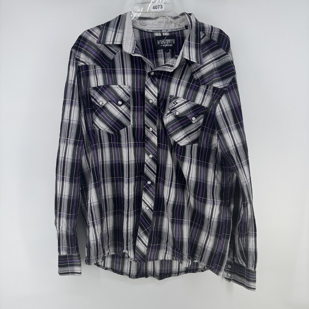 Cinch Garth Brooks Sevens Shirt Mens Large Plaid Western Snap Front Long Sleeve